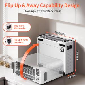 Beelicous Pro 19QT Digital 8-in-1 Air Fryer Toaster Oven, 550F Flavor-Lock Tech, Flip Up & Away Capability, 40+ Recipes, Airfryer Countertop Oven Combo, 4 Accessories, Fit 13" Pizza White