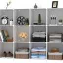 AWTATOS Cube Storage Organizer Storage 12 Cube Bookshelf DIY Plastic Closet Clothes Storage Shelves with Wooden Mallet, Stackable Storage Solution for Home, Bedroom, White
