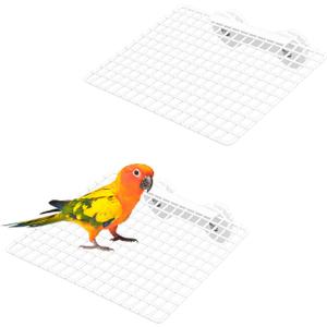2 Pack Bird Perch Platform, Smooth Metal Grid Shelf Stand for Cage, Flat Bird Cage Accessories for Parrot Cockatiel Macaw Budgie Parakeet Hamster Toy, Medium 7.9x5.9in (White)