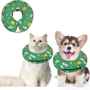 Inflatable Dog Cone Collar for After Surgery, Dog Donut Collar After Surgery, Soft Pet Cone for Small Medium Large Dogs to Stop Licking (XS(Neck 5"-8"), Without Shield - Green)