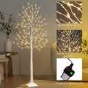 Lighted Birch Tree with 144 Warm White Lights(1 Pack), 8 Modes Prelit White Artificial Christmas Trees with Timer for Holiday Indoor Outdoor Decor Garden Wedding Party Bedroom Decoration(1 Pack)