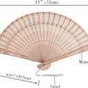 50 Sets Wooden Hand Fan Wood Handheld Folding Fans with Organza Bags and Thank You Tag and Tassels Wedding Party Favors