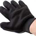 Pet Grooming Glove, Blue and Black, Breathable Mesh with Silicone Tips, Adjustable Strap, for Dog Cat Hair Removal and Deshedding