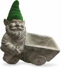 Wheeling for Gold Leprechaun Planter, Decorative Gnome with Wheelbarrow 18x19x9 inch