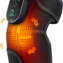 Cordless Heated Knee Massager with Vibration, FSA Eligible, Heated Knee Brace Wrap Heating Shoulder Brace Support Wrap for Knee Elbow, Heating Pad with 6 Heating Levels, 3 Massage Modes&Timer (Black)