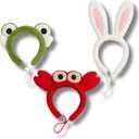 Pet Costume Headbands, 3-Pack Set, Frog Bunny Red Design, Dog Cat Accessories, for Funny Photo, Cute Daily wear, Party Must-Have Items