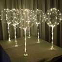 Lightsfever Warm White 6pc LED Light Up Balloon with Sticks, Stands and Batteries, Table Top Centerpieces for Party, 4th July Decor, No Helium Required DIY Kit (Warm White)