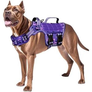 Dog Harness for Large Dogs Heavy Duty, No Pull Tactical Dog Harness with Molle System, Easy On and Off Service Dog Vest, Breathable Padded, Adjustable Reflective Pet Vest for Walking Hiking Training XL