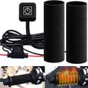 Motorcycle Heated Grips Cover Pad 12V, Universal Handlebar Cover for Motorcycle & ATV, Temperature Adjustable, IP67 Waterproof, ATV Hand Heater Warmer with Switch & Fuse