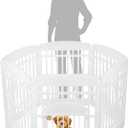 IRIS USA Dog Playpen with Door, 34 6 Panel Pet Exercise Pen Indoor Outdoor Puppy Play Pen, Portable Plastic Pet Fence for Small Medium Dogs, Foldable 44 x 63 x 34, White