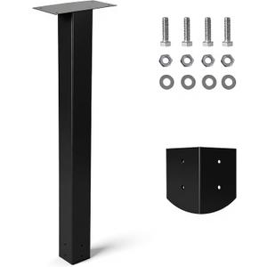 43" Heavy Duty Galvanized Steel Mailbox Post - Rustproof 4x4 Black In-Ground Mount, USPS Compliant, Easy DIY Installation for Standard Mailboxes