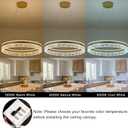 MADEM Modern Gold Led Pendant Light,36W Dimmable LED Chandelier Lighting Fixture, 1 Ring Circular Hanging Led Pendant Lighting for Living Room Dining Room Kitchen Island Foyer Office