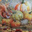 Fall Snow Globe Lantern Thanksgiving Pumpkins and Squirrels Water Lantern with Swirling Glitter 6H Timer Remote Control Fall Decorations for Home Thanksgiving Autumn Harvest (Pumpkin and Squirrel)