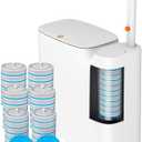 CTIME Bathroom Trash Can Set - Narrow White Plastic Small Trash can, a Toilet Wand, Toilet Brush Holder and 36 Refills, 2 Gallon Trash can with pop-up lid, Suitable for bathrooms and Small Toilets.