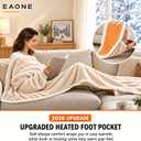 EAONE Wearable Heated Blanket with Foot Pocket, Beige, 59 x 70 IN