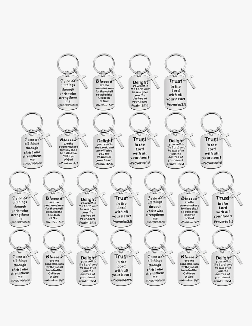 Maitys 24 Pcs Christian Keychains Bulk Gifts Faith Inspirational Bible Verse Keychain with Charm Christian Gifts