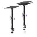 Studio Monitor Stands Clamp On Desktop Speaker Stand Pair, Heavy Duty Riser Tilt Height Adjustable, Universal Music Booth Desk Audio Mount Tray for Subwoofer Surround Sound Bookshelf Laptop