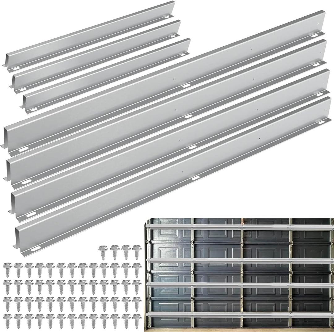 Heavy Duty Garage Door Reinforcement Struts - 16FT Steel Support Bracket Kit with Hardware, Hurricane Proof, Anti-Sag, Fits 16x7/8x7/9x7 Garage Doors, Easy Install