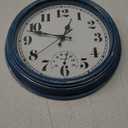 JENLYSTIME 12 Inch Indoor/Outdoor Retro Waterproof Wall Clock with Thermometer Silent Round Quartz Battery Operated Easy to Read Decorative for Kitchen Patio,Bathroom,Deck,Porch,Pool (Blue)