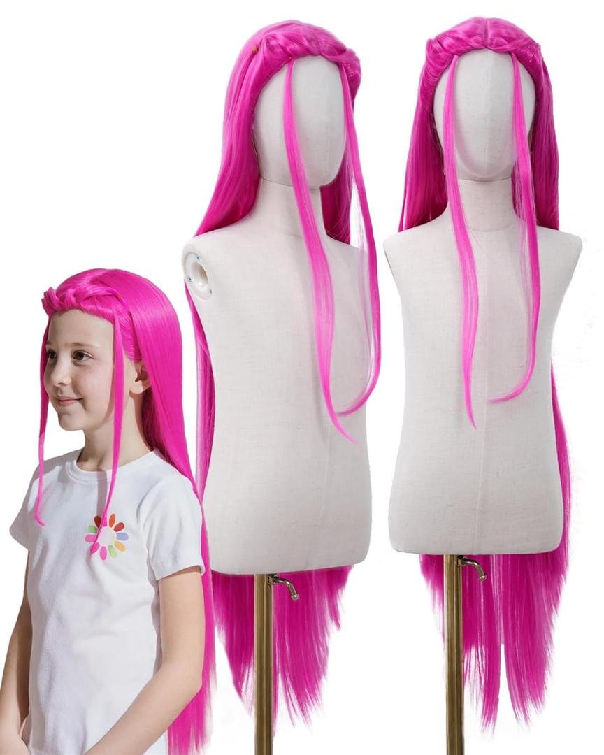 Kids Wigs Red Braids Accessories for Grils (Red)