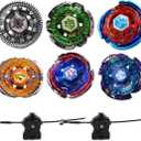 Gyros 6 Pack Bey Burst Battling Tops Metal Fusion Starter Set with Stickers Two Launchers