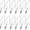 E12 60 Watt Incandescent Candle Light Bulbs, Chandelier Light Bulbs for Ceiling Fan, Vanity, Outdoor - Warm White 2500K, 500 Lumen Dimmable B10 Clear Candelabra Base Bulbs (12 Pack)