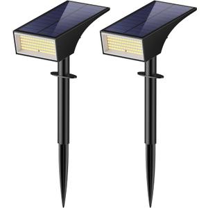 Koicaxy Solar Lights Outdoor Waterproof 2 Pack IP65, 100 LEDs 4 Light Modes, Higher Charging Efficiency, Auto On/Off Solar Landscape Spotlights for Garden Decor Yard Pathway Patio - Cool White