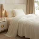 Cream White Queen Sheets Set 3 Piece Cooling Bedding Sheets Set - Breathable Bedding Sheet & Pillowcases Set - Easy Fit Deep Pockets 16 Inch,Queen Size Bed Sheets Cream