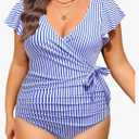 Tempt Me Women Plus Size One Piece Swimsuits - Tummy Control Bathing Suits 2025 Color Block Swimwear,20W