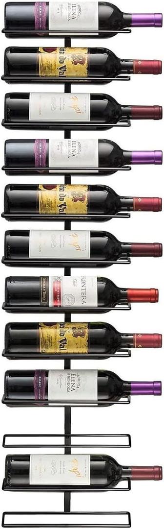Sorbus Wall Mount Wine Rack – Holds 12 Bottles – Black Metal Wine Bottle Holder for Wall, Modern Wine Rack for Home Bar, Kitchen