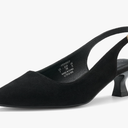 Women's Slingback Kitten Heels - Closed Pointed Toe Low Heels Comfortable Dress Shoes for Wedding, Bridal, Business, Office, Work, Casual Pumps 8.5 Black
