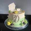 Gardening Theme Cake Topper,Shed Garden Allotment Yard Wooden Cake Topper Set,Spade Shed Watering Can Wellington Boots Cake Topper for Retirement Golden Birthday