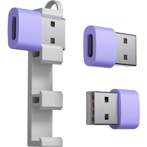 USB to USB C Adapter,3Pack USBC Female to USB A Male with Convenient Carrier, Type C Converter for iPhone 17/16/15/14/13/12, iPad, iWatch, AirPods,Galaxy S25/S24 (Purple)