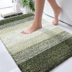 OLANLY Bathroom Rugs Mat 30x20, Extra Soft Absorbent Microfiber Bath Rugs, Rubber Backing, Quick Dry, Machine Washable Bath Mats for Bathroom Floor, Tub and Shower, Home Decor Accessories, Dark Green