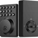 Keyless Entry Front Door Lock Keypad Deadbolt Matte Black with Latest One-Touch Simplified Program and Advanced Security Auto Lock Easy Installation 2 Spare Key