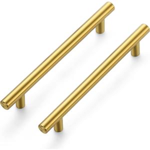 Ravinte Gold Cabinet Handles 10 Pack 5 Inch Cabinet Pulls Brushed Brass Kitchen Cabinet Handles Modern Drawer Pulls Gold Hardware for Kitchen Cabinet