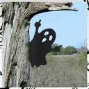 Halloween Fence Yard Statues Garden Stake, Horror Funny Metal Wall Art Statues Outdoor Rust-Proof Decor, Laser Cut Silhouette Art Double Sided Metal Sculpture for Outdoor Garden (Ghost)
