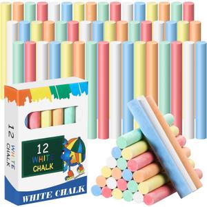 48 Pcs 6 Colored Chalkboard Chalk Dustless Chalk for Indoor Chalkboard Sticks Writing Supplies for Home Cafe Menu Sidewalk Art