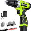 GardenJoy Cordless Power Drill Set: 12V Electric Drill with Battery and Charger, 42pcs Acessories, 3/8"Keyless Chuck, 2 Variable Speed, 24+1 Position, Compact Drill Driver Kit for Home & DIY Project