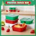 Honeydak 5 Pack Snack Containers 3 Compartment Bento Snack Boxes Divided Meal Prep Containers with Lids Reusable Adults Lunch Food Storage Box for School Work Travel(Christmas Color)