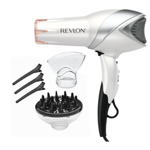REVLON Infrared Ionic Hair Dryer with Diffuser & Concentrator, 2 Speed Settings, Blow Dryer with Tourmaline Technology for Frizz Control, 1875 Watt Power for Fast Drying, Suitable for All Hair Types