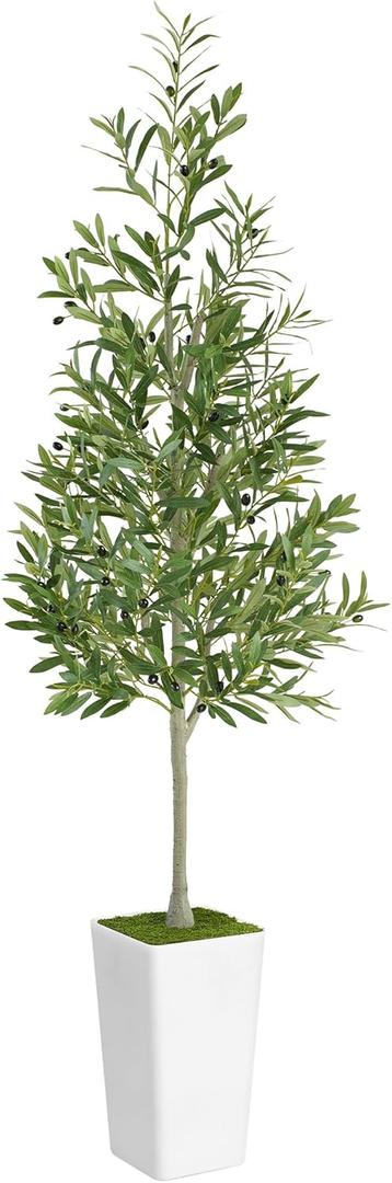 Artificial Olive Tree 6ft - Realistic Tall Fake Plants for Office Living Room Bedroom Home Decor Indoor - Faux Floor Green Silk House Corner Large Potted Plants (Write)