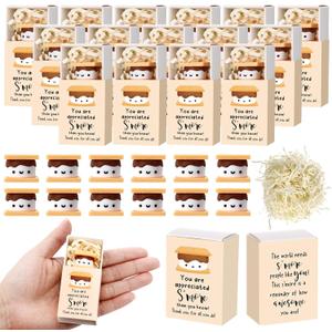 Wettarn 24 Sets Employee Appreciation Gifts S'more Gifts Bulk Marshmallow with Box Office Party Favors Thank You Gift Rewards for Teacher Nurse Coworkers Staff Team Volunteers (Marshmallow)