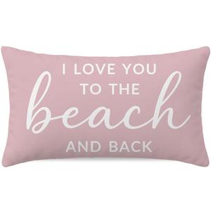 Decorative Pillow Cover 12 x 20 Inch Beach, Pink