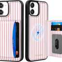 for iPhone 11 Case with Wallet - Fits 4 Card Slots, Compatible with MagSafe for Women Aesthetic Durable PU Leather Credit Card Holder Kickstand Phone Cover for Apple 11, Stripe