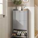 VASAGLE Shoe Storage Cabinet with 3 Flip Drawers, Slim, Holds 12‑20 Pairs, 9.5"D x 23.6"W x 47.7"H-shoe cabinet