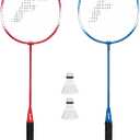Franklin Sports Badminton Racket + Birdie Set - Replacement Badminton Equipment for Kids + Adults - 2 Player - 4 Player Badminton Racket Sets (Red and Blue)