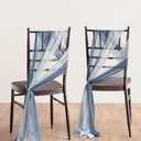 Ling's moment Wedding Chair Sashes Cover Aisle Decorations Draping Fabric Wrinkle-Free with Tie 16pcs Dusty Blue Ice Blue for Party Ceremony Reception Floral Arrangement Banquet Outdoor Decor
