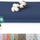 Royale Linens 100% Organic Cotton Twin XL Size Flat Sheet Only - Percale Top Sheets - Twin XL Flat Sheet Sold Separately - Lightweight & Super Soft 100% Cotton Navy Bed Sheets Only (66" x 102" Navy)