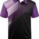 ZITY Mens Golf Shirt Short Sleeve Sport Moisture Wicking Performance Print Golf Polo Shirts for Men Collared Casual T-Shirt (Large, Deep Purple)